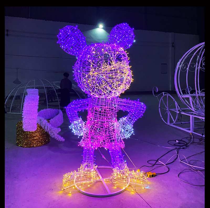 Hot Selling Personalised Outdoor Giant Motif Lights Decoration Custom 3D LED Mickey Mouse Sculptures For Sale