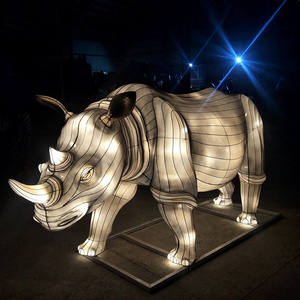 2023 Festival Outdoor Light Decoration Animal Lantern Custom Rhinoceros Lantern For Amusement Park