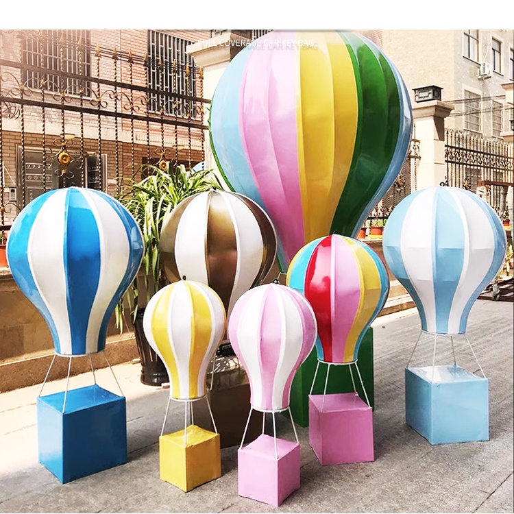 Chinese Factory Wholesale Commercial Decoration Fiber Glass Hot Air Balloon Model Prop For Outdoor Garden Wedding Decoration