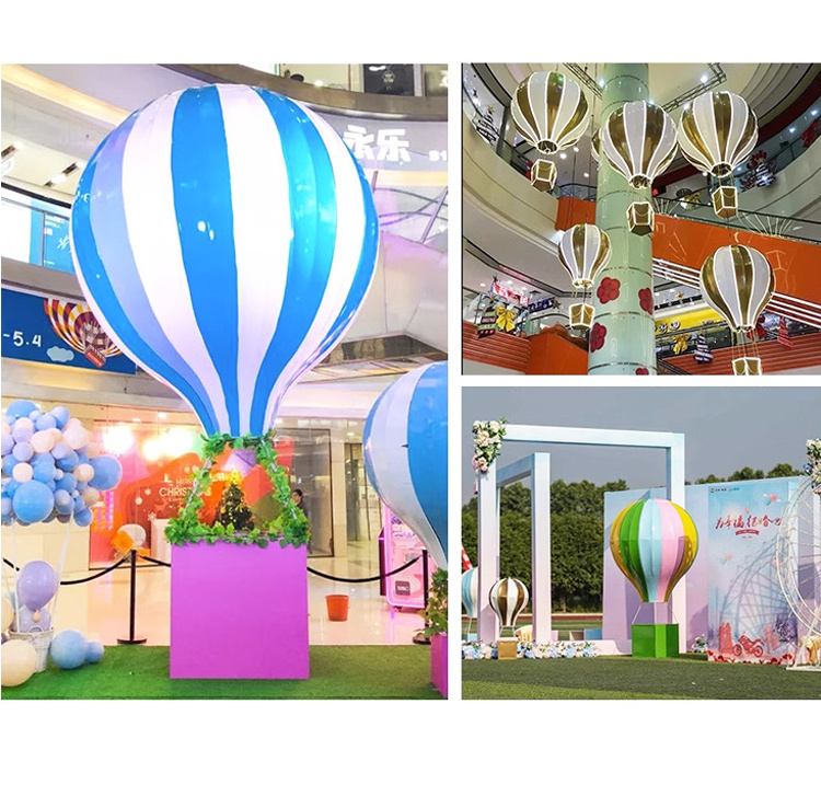 Chinese Factory Wholesale Commercial Decoration Fiber Glass Hot Air Balloon Model Prop For Outdoor Garden Wedding Decoration