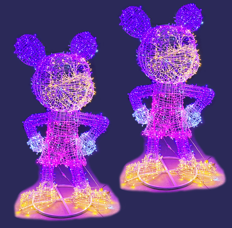 Hot Selling Personalised Outdoor Giant Motif Lights Decoration Custom 3D LED Mickey Mouse Sculptures For Sale