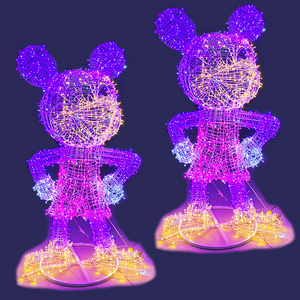 Hot Selling Personalised Outdoor Giant Motif Lights Decoration Custom 3D LED Mickey Mouse Sculptures For Sale