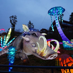 2023 Hallowmas Festival Outdoor Animal Lantern Decoration Custom Warthog Lantern For Amusement Park