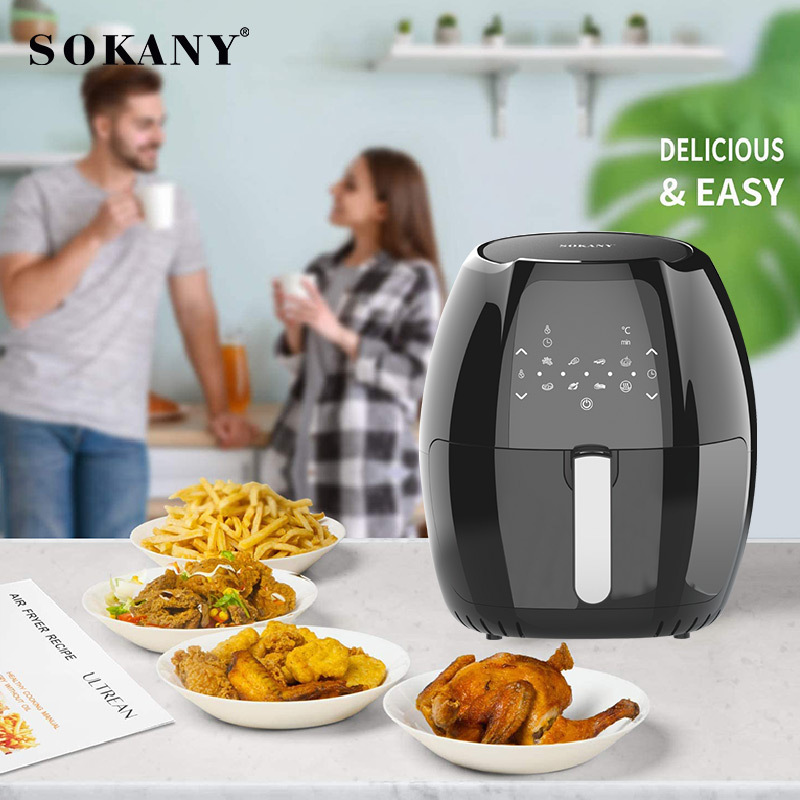 8L Large Capacity Low Fat Air Pressure Fryer Machine Touch Control Panel Time Setting Digital Air Cooker Fryer