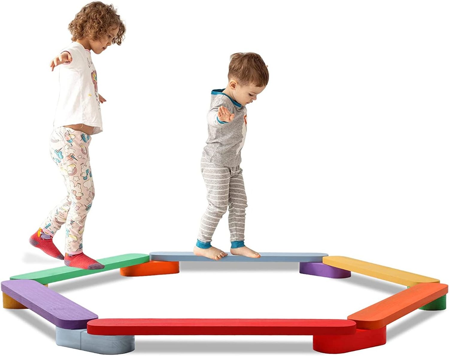 Kids Balance Beam Wooden, Stepping Stones, Montessori Toys for 3+ Year Old