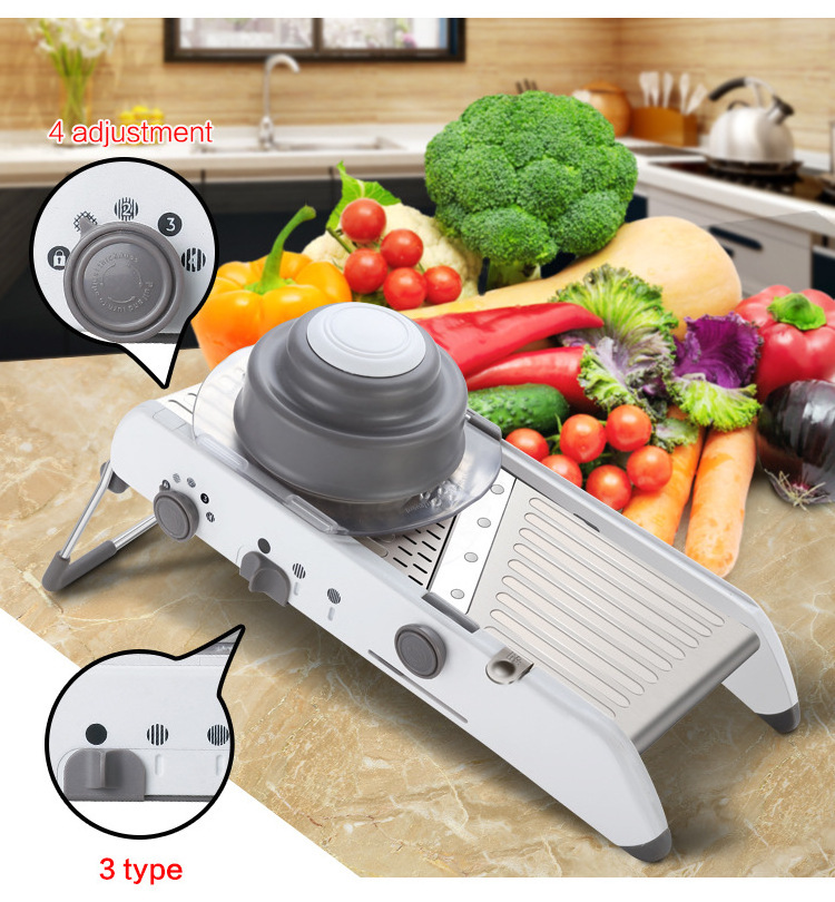 Mandoline Slicer Vegetable Julienner Adjustable Thickness and French Fry Onion Tomato Cutter Stainless Steel Shredders & Slicers