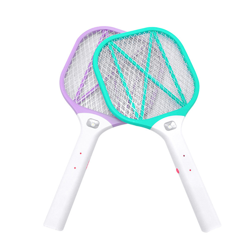 2020 Rechargeable mosquito racket fly swatter pest control insect killer electronic mosquito bat with LED light