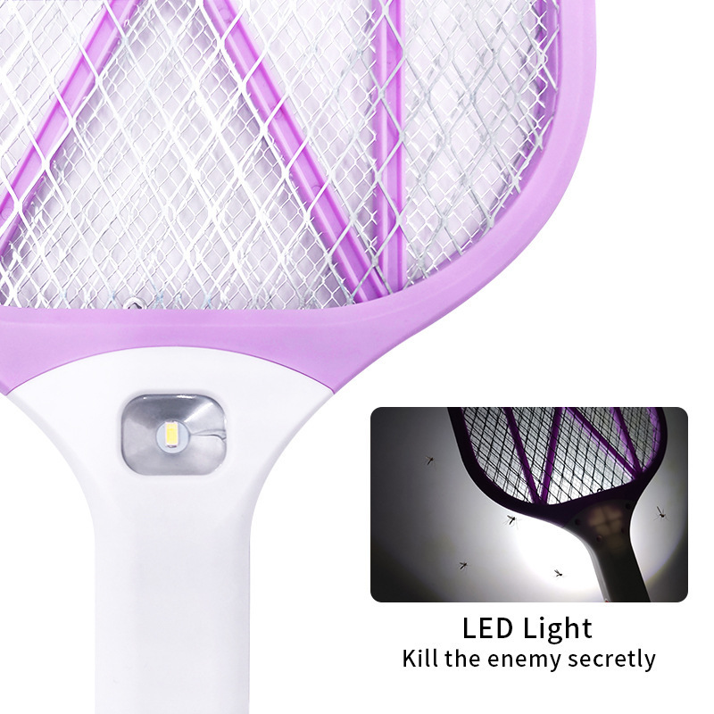 2020 Rechargeable mosquito racket fly swatter pest control insect killer electronic mosquito bat with LED light