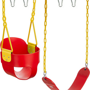 Deluxe High Back Full Bucket Swing (Triangle and Chain Dip) and Heavy-Duty Swing Seat with Carabiners