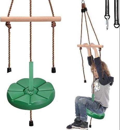 Disc Swing for Kids with Monkey Bars, Replacement Swing for Swing Set Disk Swing Seat Pro with 5ft Adjustable Rope, Carabiner