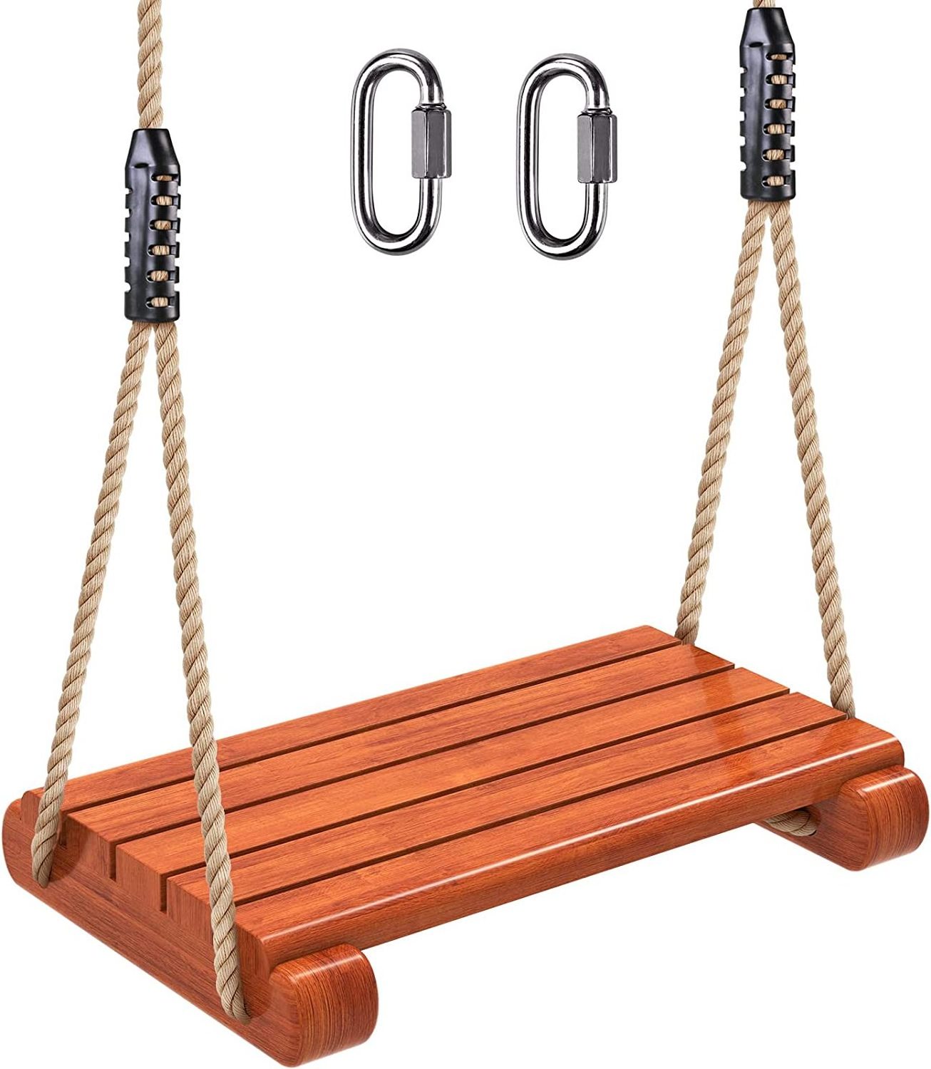 Wooden Swing Seat, Heavy Duty Wood Tree Swing for Adult Kids Playground Swing Sets for Backyard, Indoor Outdoor Flat Swing Seat