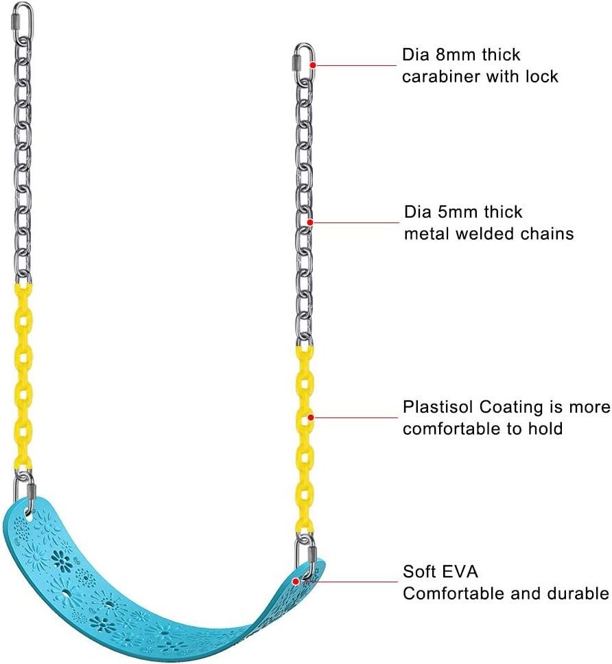 Swing Seat Heavy Duty for Swingset Accessories, Tree Kids Swing with 66inch Plastic Coated Chains, Outdoor Swing Set Replacement