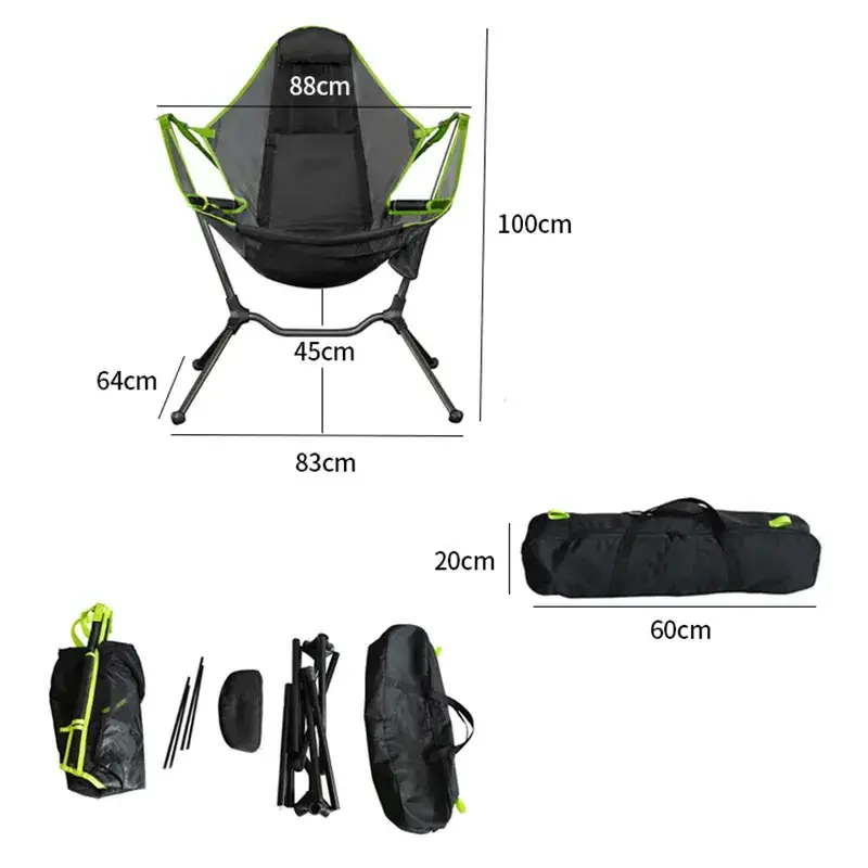 Outdoor chairs folding Grey Foldable Hammock Chair Lounger Recliner Camping Rocking Camp Chairs with Carry Bag