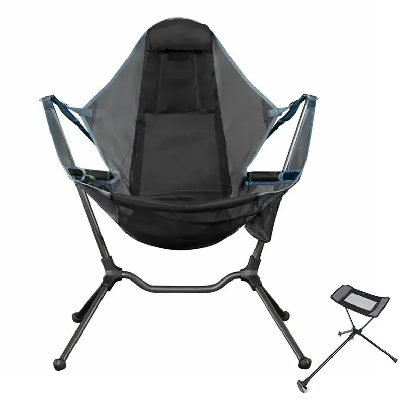 Outdoor chairs folding Grey Foldable Hammock Chair Lounger Recliner Camping Rocking Camp Chairs with Carry Bag