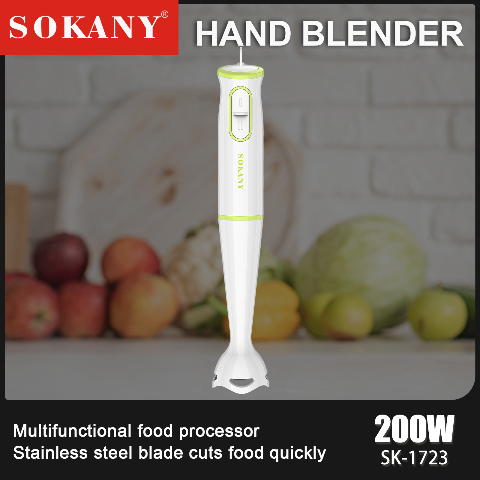 Hand Blender New Design Various Speeds Multi-function Stainless Steel Handheld Portable Blender Immersion Food Chopper