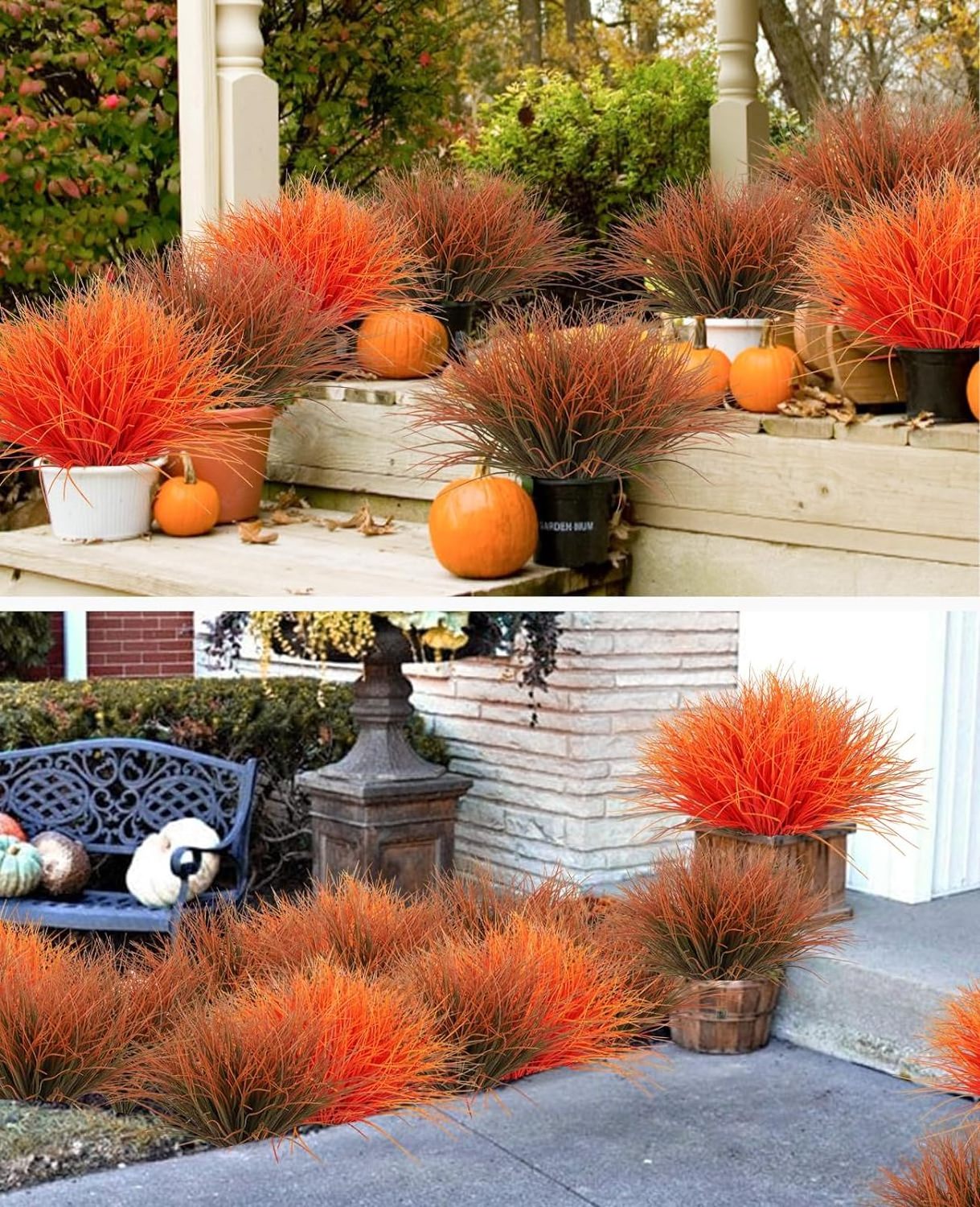 Faux Plant Grass Stems Artificial Monkey Grass Faux Onion Grass Fall Greenery Outdoor Fall Faux Leaves Outdoor Plants Fall