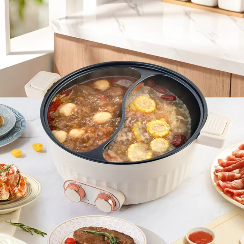 Best selling multi function Two-Flavor electric hotpot soup cooker stir-fry cooker electric skillet multi low pressure cooker