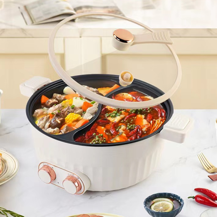 Best selling multi function Two-Flavor electric hotpot soup cooker stir-fry cooker electric skillet multi low pressure cooker