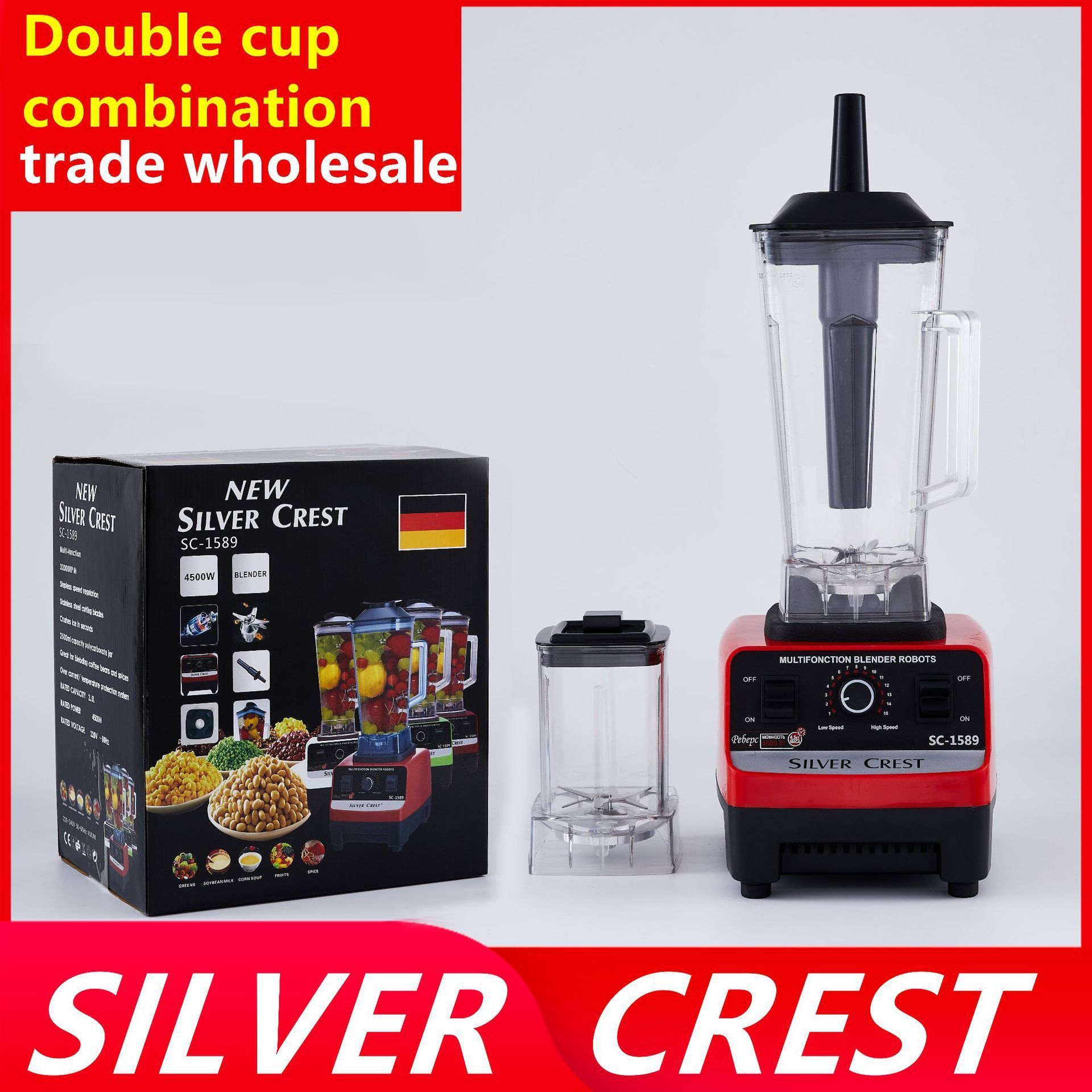 Silver crest Fruit Smoothie Juicer Machine Kitchen Food Processor Ice Mixer And Heavy Duty Power Commercial Electric Blender