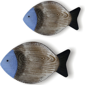 2PC Beach Decor Fish Hanging Wall Art Coastal  Ocean Bathroom Decor Nautical Wall Decor