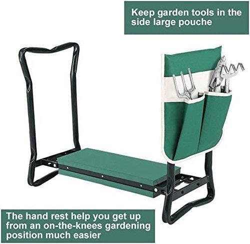 Garden Kneeler and Seat Stool Heavy Duty Garden Folding Bench with Large Tool Pocket and Soft EVA Kneeling Pad