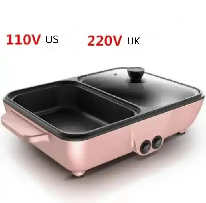 hot selling portablb 110/ 220V electric cooker Rinse roast dual-use hot pot electric caldron for dormitory and family use