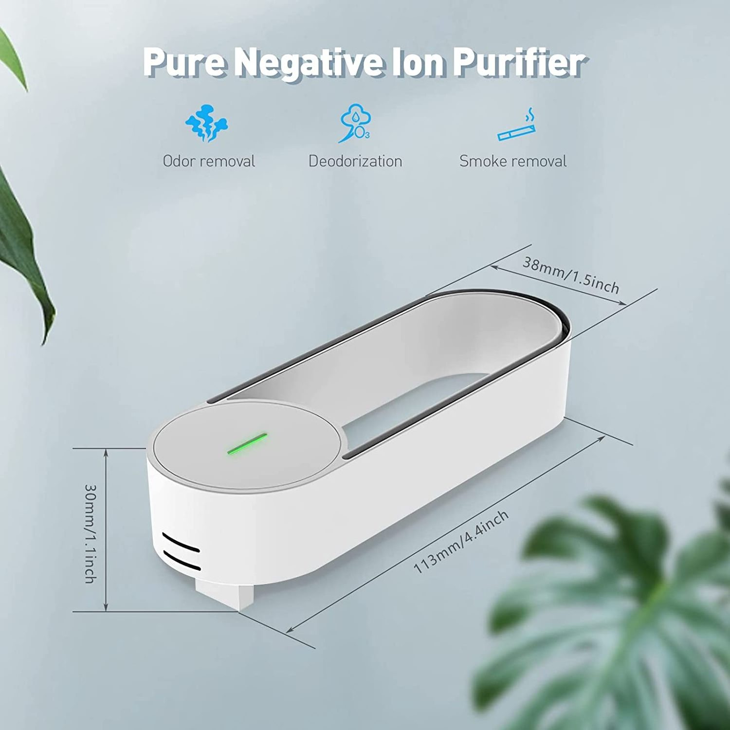 Quiet and Low Power Plug-in Negative Ion Air Purifier or Kitchen Toilets Bedrooms Smoking Room Pet Room