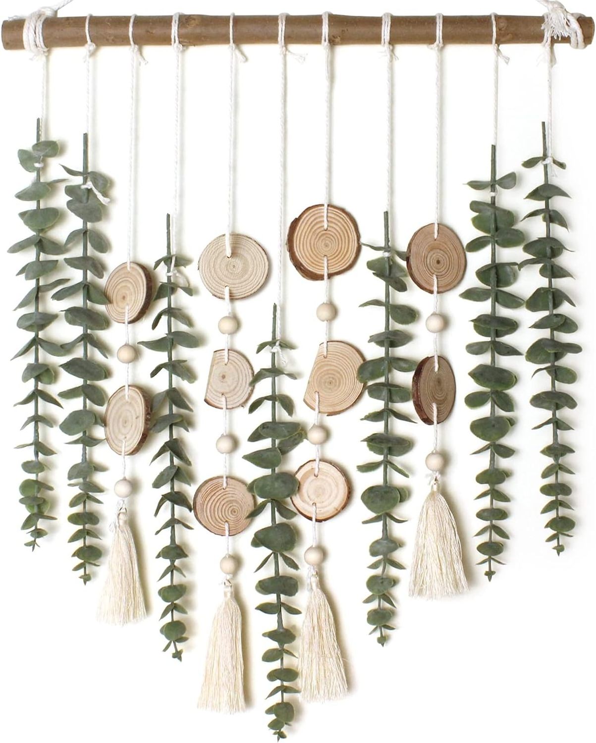 Artificial Eucalyptus Wall Decor Faux Greenery Leaves Stems Wall Hanging Plants Wooden Stick Boho Rustic Farmhouse Decor