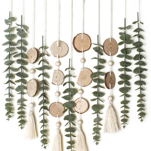 Artificial Eucalyptus Wall Decor Faux Greenery Leaves Stems Wall Hanging Plants Wooden Stick Boho Rustic Farmhouse Decor