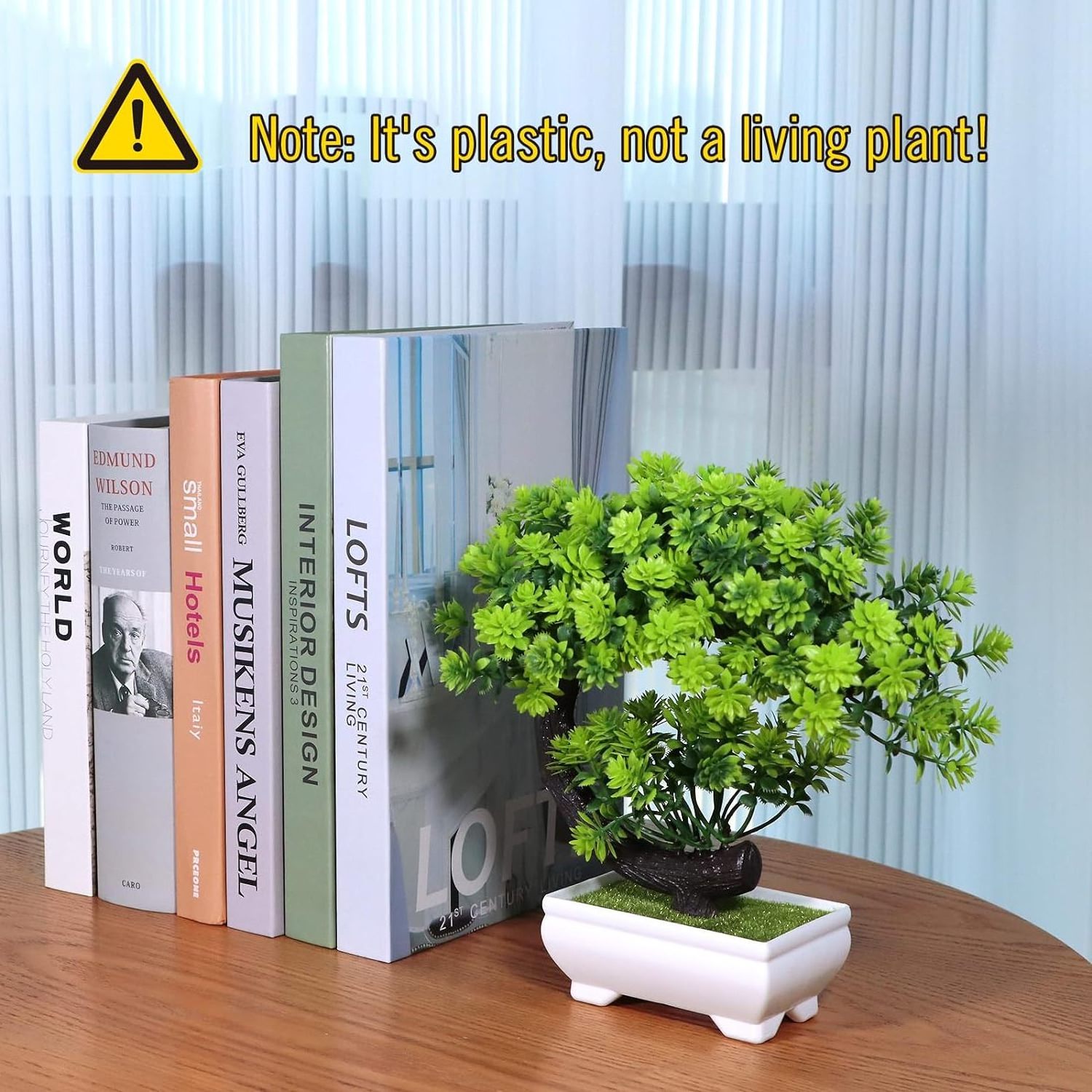 Small Faux Plants - Plastic Artificial Bonsai Tree Emerald Green Decor for Home Bedroom Wall Shelf Office Desk