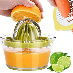 Citrus Lemon Orange Juicer Manual Hand Squeezer with Built-in Measuring Cup and Grater, 12OZ, Green