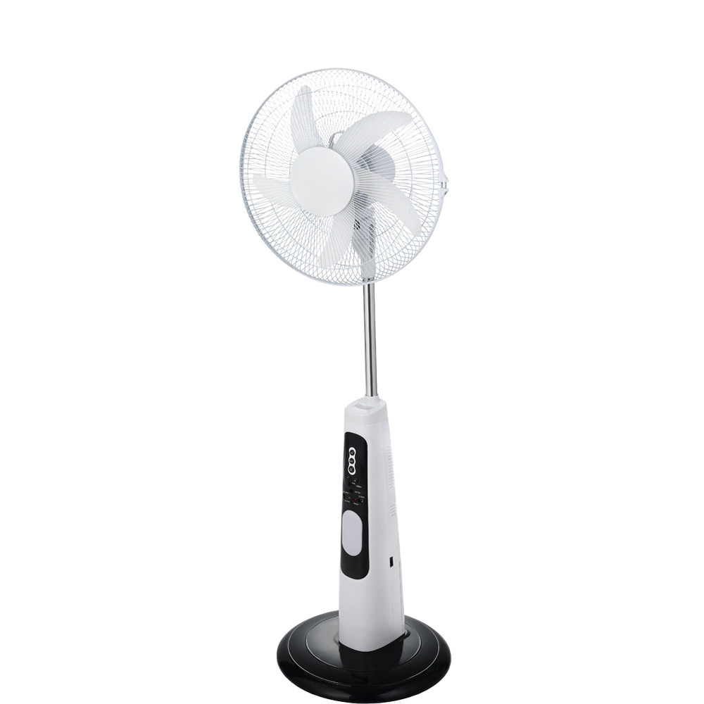 IN STOCK 16 inch 18 inch Rechargeable Emergency Floor Fan DC 15V 16V AC100-240V 5 Blades Solar Energy Industrial Stand Fan