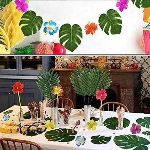 36 Pcs 3 Kinds Artificial Palm Leaves Tropical Plant Faux Leaves Safari Leaves Hawaiian Luau Party Suppliers Decorations