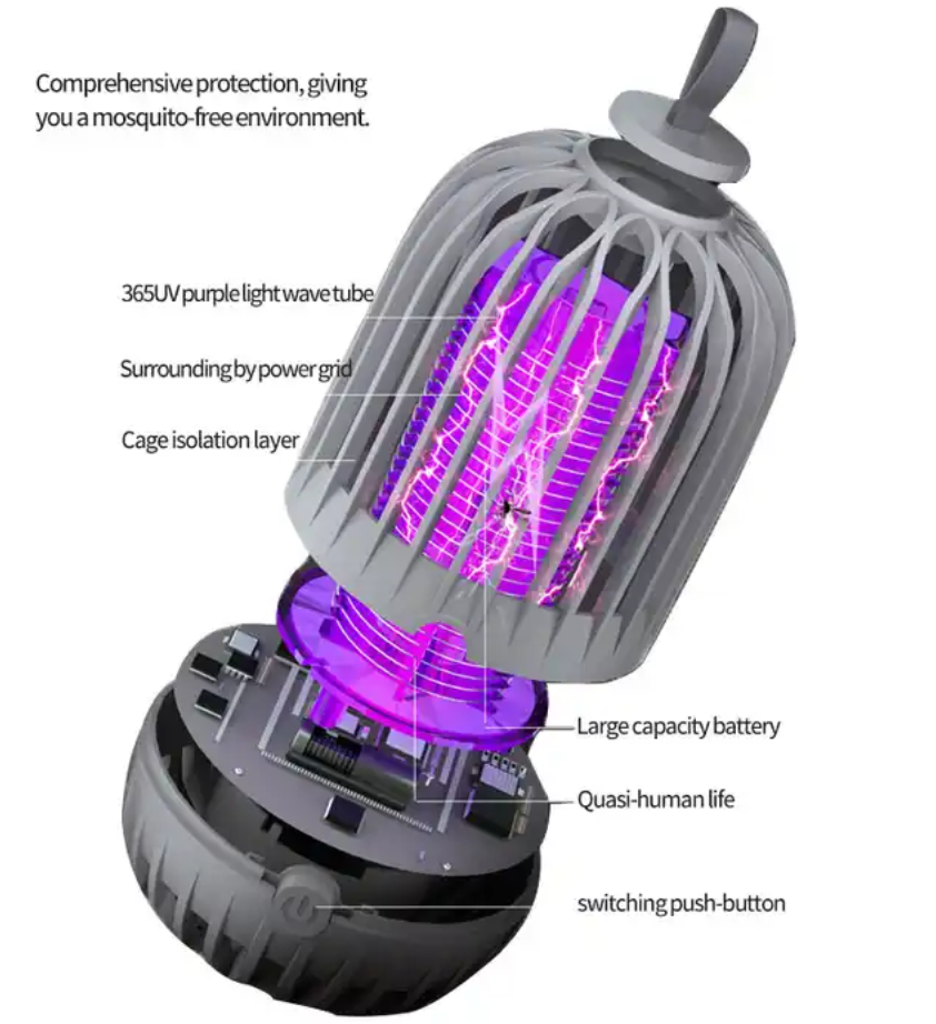 Birdcage Electric Shock Mosquito Killer Lamp Portable Hanging Insect Repellent Mosquito Repellent with Night Light