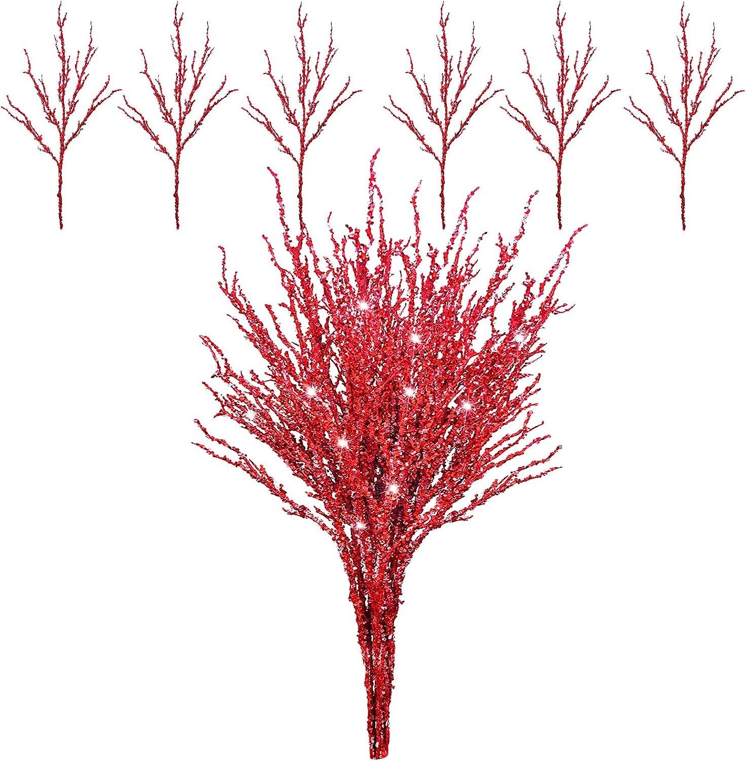 15 Pack Red Glitter Valentines Day Gifts Tree Filler Valentines Day Decor  Valentines Decorations Tree Picks Sprays Stems Branch