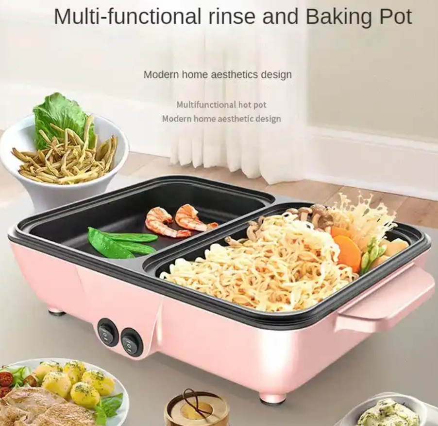 hot selling portablb 220V electric cooker Rinse roast dual-use hot pot electric caldron for dormitory and family use