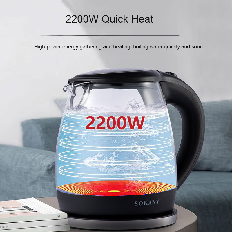 110V  220V 2200W 1L Cordless Portable Glass Tea Kettle BPA Free Water Heater for Tea Coffee Hot Cocoa Electric Kettle