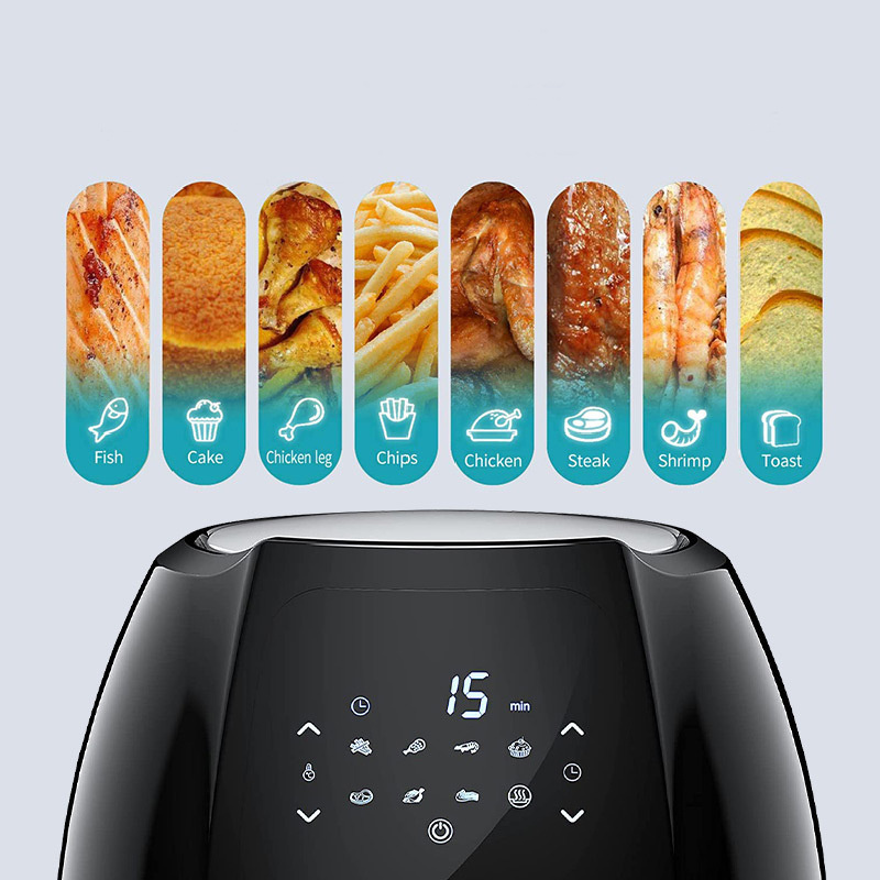 8L Large Capacity Low Fat Air Pressure Fryer Machine Touch Control Panel Time Setting Digital Air Cooker Fryer