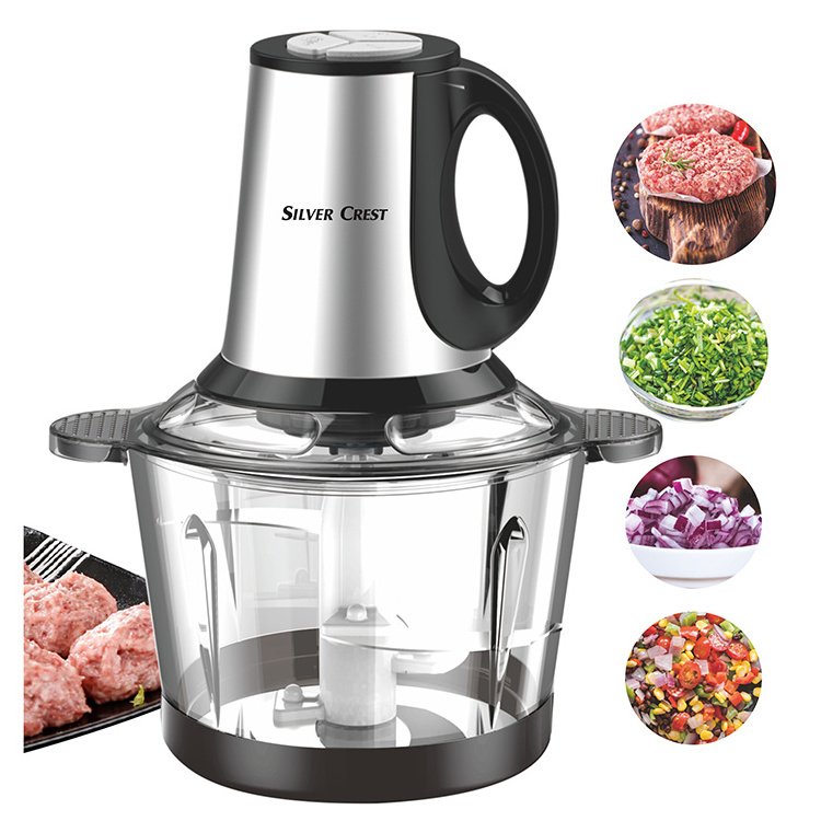 Silver Crest 3L Glass Bowl Grinder for Meat vegetables Electric Food Chopper Food Processor