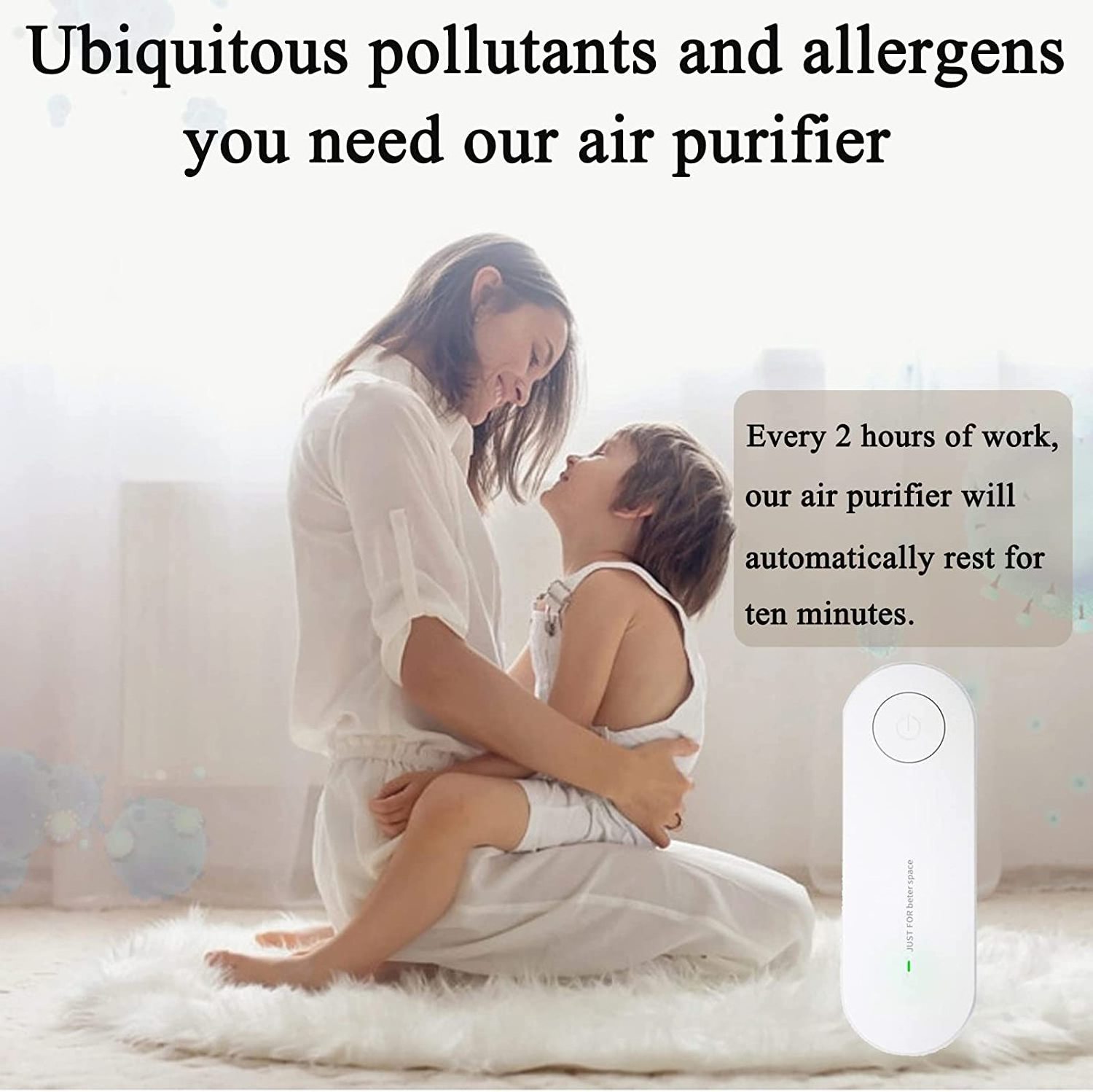 Plug-in Mini Portable Air Purifier for Home & More Suitable for Bedrooms, Toilets, Living Room,bathrooms,closets,hotel,pet room