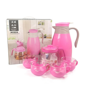 1000ML New product factory direct sales Glass bubble teapot set 6 sets of insulated teapot Take the teapot