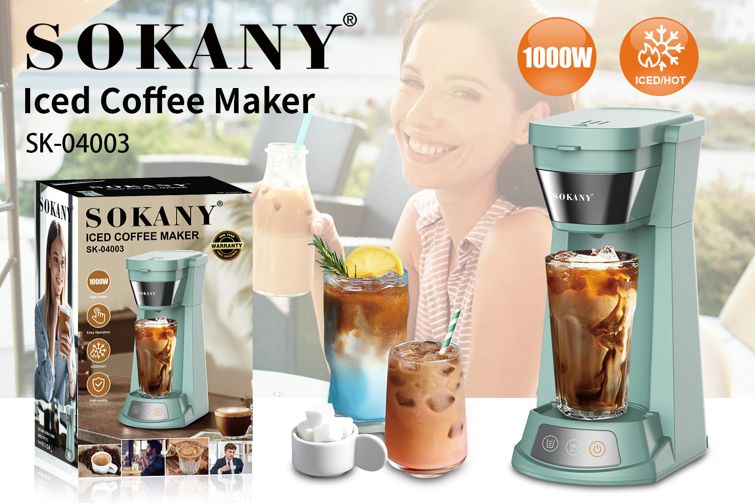 1000w Single Serve K-Cup Pod Iced Coffee Maker With Hot and Cold Coffee Capabilities And Coffee Mug