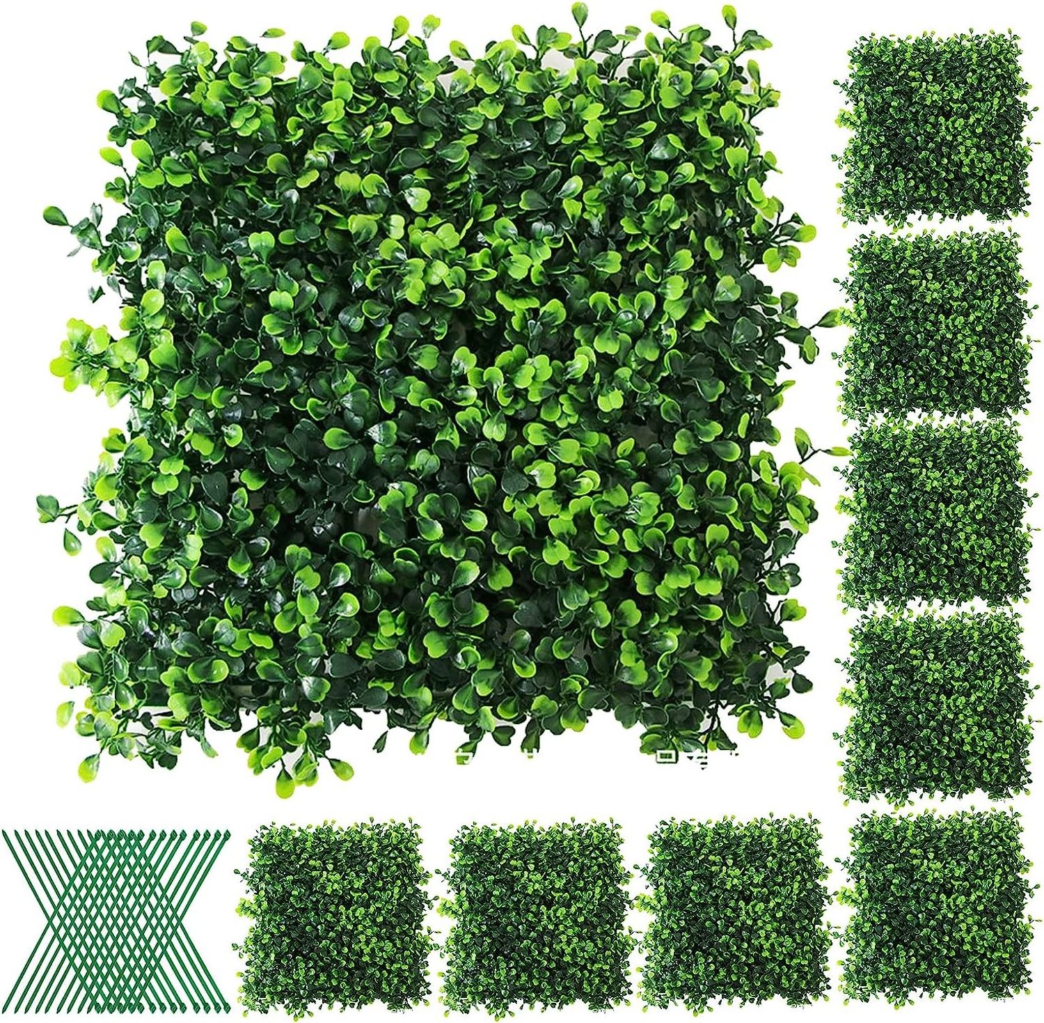 Grass Wall Panels, 8PCS 10x10x2inch Artificial Boxwood Hedges Panels, UV Protected Greenery Backdrop Wall Faux Grass Decor