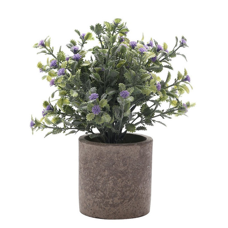 Potted Artificial Pant Faux Green Grass with pot Decorative Lifelike Set of 1 (High-foot, Purple-I)