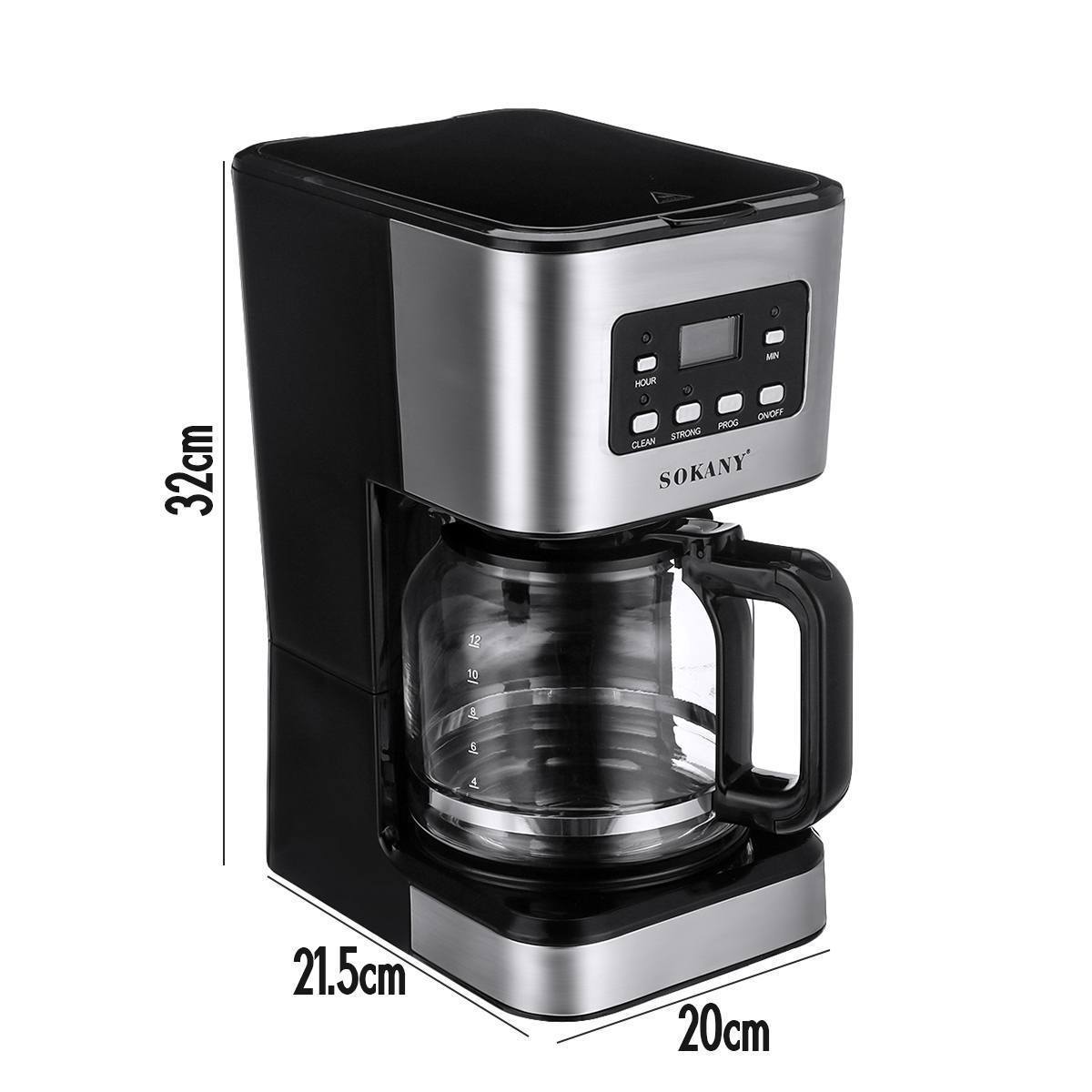 110V 220V 950w Automatic Electric Coffee Machines 12 Cups 1.5L Espresso Foam Coffee Maker