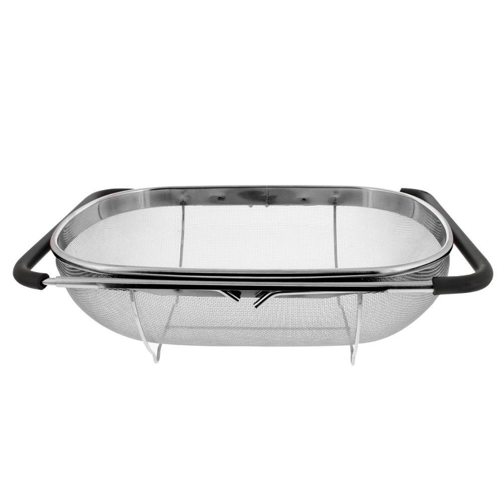 Oval Colander 6 Quart Strainer Basket Premium Quality Over The Sink Stainless Steel with Fine Mesh Eco-friendly