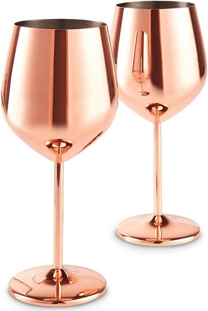 Copper Stainless Steel Wine Glasses Set of 2 16oz Shatter Proof Glasses  Stainless Steel Wine Goblets with Cup Brush