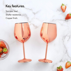 Copper Stainless Steel Wine Glasses Set of 2 16oz Shatter Proof Glasses  Stainless Steel Wine Goblets with Cup Brush