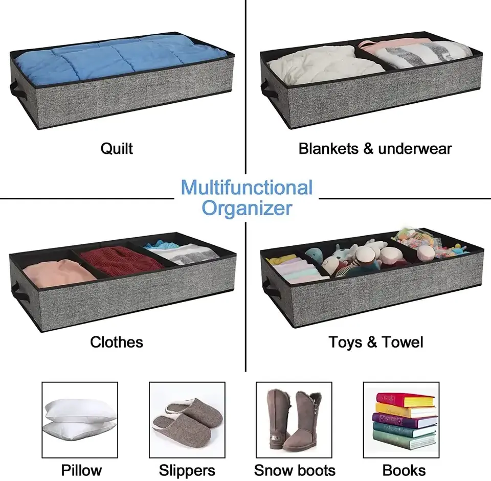 Under Bed Storage Bins With Lid,Foldable Storage Storage Containers,Large Under-bed Storage Organizer