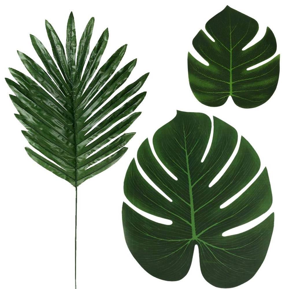 36 Pcs 3 Kinds Artificial Palm Leaves Tropical Plant Faux Leaves Safari Leaves Hawaiian Luau Party Suppliers Decorations